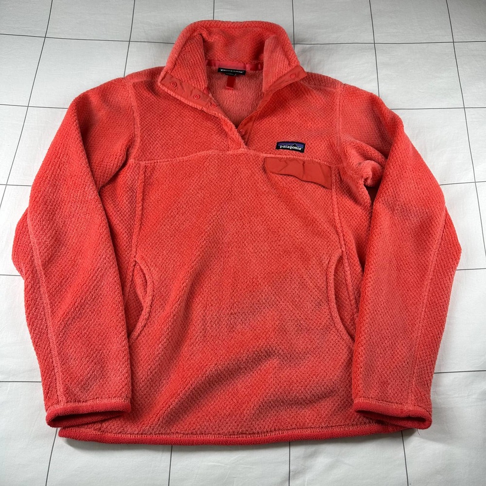 Patagonia Jacket Womens Medium Coral Re-Tool Snap-T Fleece Pullover Warm Hiking